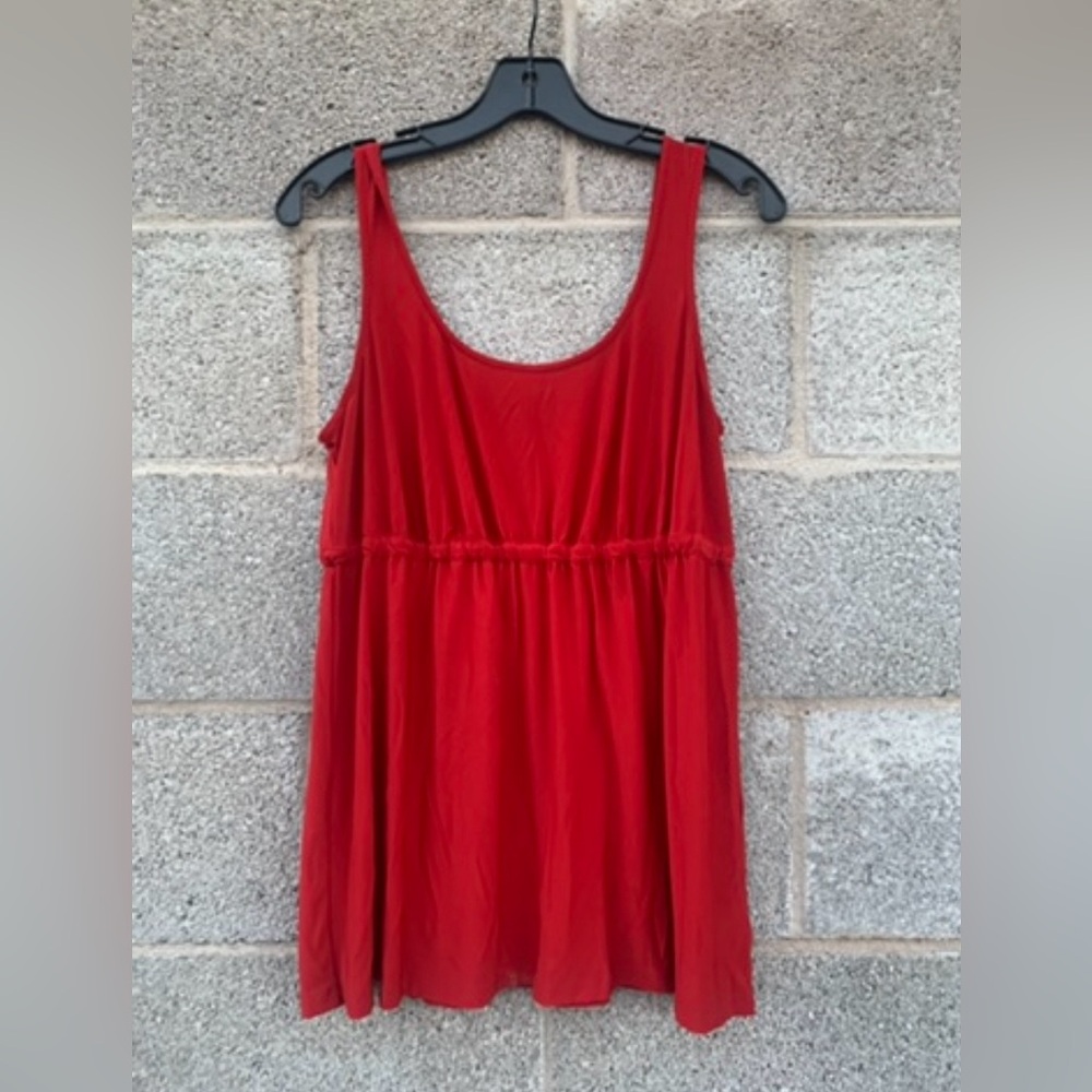 b. street Babydoll Red Tank Top Scoop Neck High Waist Boho Vacation Size Medium